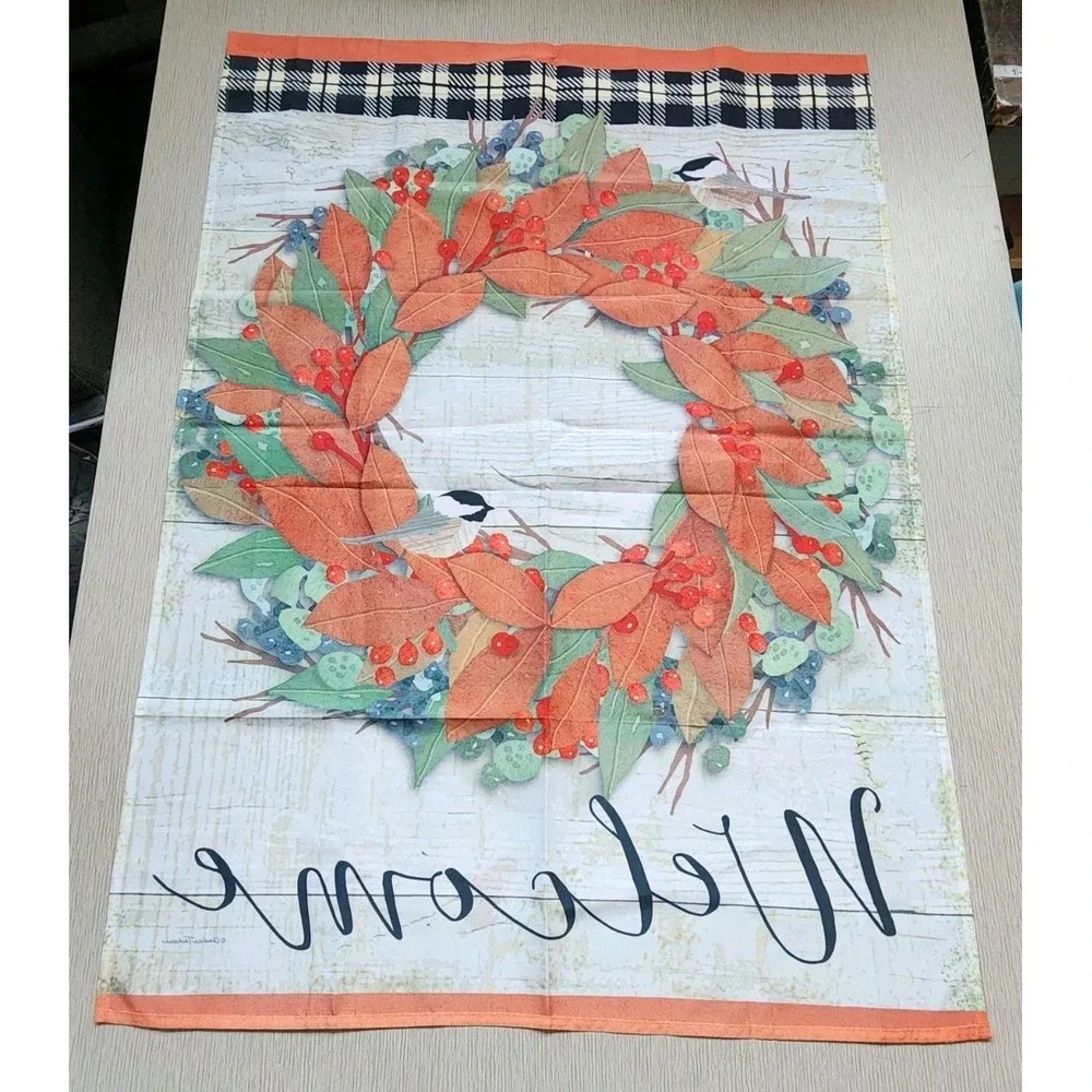 Decorative Garden Flags Lot Of 5 Welcome Patriotic Wreath Fall Wise Men Religion